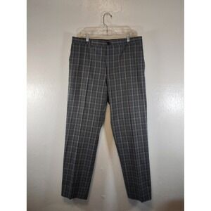 Etro Gray Plaid Flat Front Men's Slacks 36/32 Made in Italy